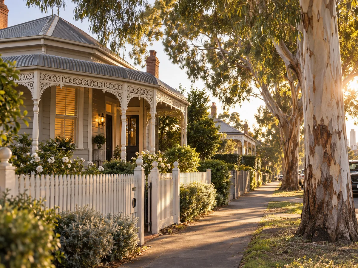 Heritage weatherboard house with a verandah and picket fence on a leafy Inner West street